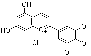 structure of CAS# 528-53-0, Delphinidin chloride;3,3',4',5,5',7-Hexahydroxy-2-phenylbenzopyrylium chloride; 3,3',4',5,5',7-Hexahydroxyflavylium chloride; Delfinidol chloride; 3,5,7-Trihydroxy-2-(3,4,5-trihydroxyphenyl)-1-benzopyrylium chloride