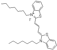 3-Heptyl-2-[3-(3-heptyl-2(3H)-benzothiazolylidene)-1-propenyl]benzothiazolium iodide molecular structure (CAS 53213-88-0)