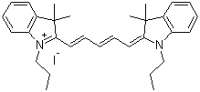 2-[(1E,3E)-5-(3,3-二甲基-1-丙基-1,3-二氢-2H-吲哚-2-亚基)-1,3-戊二烯基]-3,3-二甲基-1-丙基-3H-吲哚鎓碘化物分子结构 (CAS 53213-98-2)