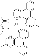 结构式 CAS# 536755-34-7, (乙酰丙酮)双(2-甲基二苯并[f,h]喹喔啉)合铱