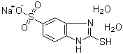 structure of CAS# 53918-03-9, 2-Mercapto-5-benzimidazolesulfonic acid sodium salt dihydrate;Sodium 2,3-dihydro-2-thioxo-1H-benzimidazole-5-sulphonate dihydrate