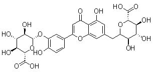 结构式 CAS# 53965-08-5, 木樨草素 3',7-二-O-葡糖苷酸