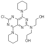 2-Diethanolamino-6-chloro-4,8-dipiperidinopyrimido[5,4-d]pyrimidine molecular structure (CAS 54093-92-4)