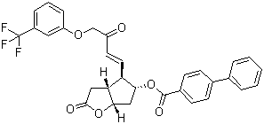 [1,1'-Biphenyl]-4-carboxylic acid (3aR,4R,5R,6aS)-hexahydro-2-oxo-4-[(1E)-3-oxo-4-[3-(trifluoromethyl)phenoxy]-1-buten-1-yl]-2H-cyclopenta[b]furan-5-yl ester molecular structure (CAS 54142-64-2)