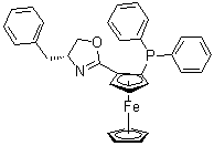 (2R)-1-[(4R)-4,5-Dihydro-4-(phenylmethyl)-2-oxazolyl]-2-(diphenylphosphino)-ferrocene molecular structure (CAS 541540-58-3)