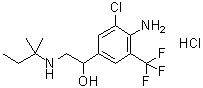 4-Amino-3-chloro-alpha-[[(1,1-dimethylpropyl)amino]methyl]-5-(trifluoromethyl)benzenemethanol monohydrochloride molecular structure (CAS 54238-51-6)