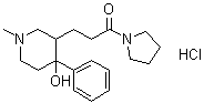 1-[3-(4-Hydroxy-1-methyl-4-phenyl-3-piperidinyl)-1-oxopropyl]pyrrolidine monohydrochloride molecular structure (CAS 5435-13-2)