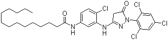 N-(4-Chloro-3-((4,5-dihydro-5-oxo-1-(2,4,6-trichlorophenyl)-1H-pyrazol-3-yl)amino)phenyl)myristamide molecular structure (CAS 54636-84-9)
