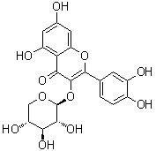 structure of CAS# 549-32-6, Quercetin 3-beta-D-xylopyranoside;Quercetin-3-O-beta-D-xylopyranoside; Reinutrin