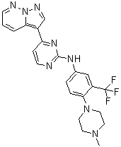 N-[4-(4-Methyl-1-piperazinyl)-3-(trifluoromethyl)phenyl]-4-(pyrazolo[1,5-b]pyridazin-3-yl)-2-pyrimidinamine molecular structure (CAS 551919-98-3)
