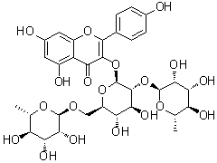 Kaempferol 3-O-(2,6-alpha-L-dirhamnopyranosyl-beta-D-glucopyranoside) molecular structure (CAS 55804-74-5)