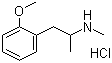 结构式 CAS# 5588-10-3, 盐酸甲氧那明; 甲氧苯丙甲胺盐酸盐; alpha-(2-甲氧基苯基)-beta-甲基氨基丙烷盐酸盐