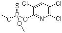 结构式 CAS# 5598-13-0, 甲基毒死蜱; O,O-二甲基-O-(3,5,6-三氯-2-吡啶基)硫代磷酸酯