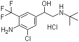 structure of CAS# 56341-08-3, Mabuterol hydrochloride;4-Amino-3-chloro-alpha-[[(tert-butyl)amino]methyl]-5-(trifluoromethyl)benzenemethanol hydrochloride