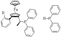 (1S)-1-[(1S)-1-(Diphenylphosphino)ethyl]-2-[2-(diphenylphosphino)phenyl]ferrocene molecular structure (CAS 565184-37-4)