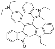 3-(1-(4-(diethylamino)phenyl)-2,2-bis(1-ethyl-2-methyl-1H-indol-3-yl)vinyl)isobenzofuran-1(3H)-one molecular structure (CAS 565457-61-6)