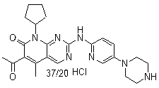 6-Acetyl-8-cyclopentyl-5-methyl-2-[[5-(1-piperazinyl)-2-pyridinyl]amino]pyrido[2,3-d]pyrimidin-7(8H)-one hydrochloride molecular structure (CAS 571189-11-2)