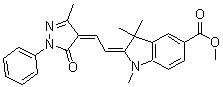 2-[(1,5-Dihydro-3-methyl-5-oxo-1-phenyl-4H-pyrazol-4-ylidene)ethylidene]-2,3-dihydro-1,3,3-trimethyl-1H-indole-5-carboxylic acid methyl ester molecular structure (CAS 5718-26-3)