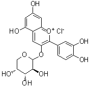 结构式 CAS# 57186-11-5, 矢车菊素 3-阿拉伯糖苷