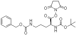 structure of CAS# 57225-25-9, N2-[(1,1-Dimethylethoxy)carbonyl]-N5-[(phenylmethoxy)carbonyl]-L-ornithine 2,5-dioxo-1-pyrrolidinyl ester