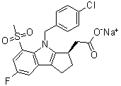 (3R)-4-[(4-Chlorophenyl)methyl]-7-fluoro-1,2,3,4-tetrahydro-5-(methylsulfonyl)cyclopent[b]indole-3-acetic acid sodium salt molecular structure (CAS 572874-50-1)