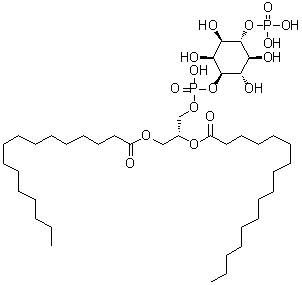 (R)-D-myo-Inositol 1-[2,3-bis[(1-oxohexadecyl)oxy]propyl hydrogen phosphate] 4-(dihydrogen phosphate) molecular structure (CAS 57606-15-2)