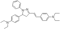 structure of CAS# 57609-72-0, 4-[2-[5-[4-(Diethylamino)phenyl]-4,5-dihydro-1-phenyl-1H-pyrazol-3-yl]vinyl]-N,N-diethylaniline
