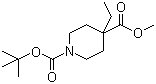 结构式 CAS# 578021-55-3, N-叔丁氧羰基-4-乙基哌啶-4-甲酸甲酯