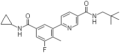 6-[5-(Cyclopropylcarbamoyl)-3-fluoro-2-methylphenyl]-N-(2,2-dimethylpropyl)pyridine-3-carboxamide molecular structure (CAS 585543-15-3)