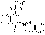 structure of CAS# 5858-39-9, Acid Red 4;Sodium 4-hydroxy-3-(2-methoxyphenylazo)naphthalenesulphonate