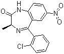 structure of CAS# 58662-84-3, Meclonazepam;(S)-5-(2-Chlorophenyl)-1,3-dihydro-3-methyl-7-nitro-2H-1,4-benzodiazepin-2-one