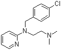 structure of CAS# 59-32-5, Chloropyramine;2-[(4-Chlorobenzyl)[2-(dimethylamino)ethyl]amino]pyridine; N-(p-Chlorobenzyl)-N',N'-dimethyl-N-(2-pyridyl)ethylenediamine