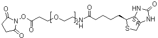 structure of CAS# 596820-83-6, N-[2-[2-[3-[(2,5-Dioxo-1-pyrrolidinyl)oxy]-3-oxopropoxy]ethoxy]ethyl]hexahydro-2-oxo-1H-thieno[3,4-d]imidazole-4-pentanamide