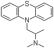 structure of CAS# 60-87-7, Promethazine;Procit; Prometazin; Protazine; Prothazin; RP 3277; Vallergine; (2-Dimethylamino-2-methyl)ethyl-N-dibenzoparathiazine; 10-[2-(Dimethylamino)propyl]phenothiazine