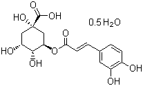 structure of CAS# 6001-76-9, Chlorogenic acid hemihydrate;3-O-(3,4-Dihydroxycinnamoyl)-D-quinic acid hemihydrate