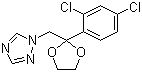 结构式 CAS# 60207-31-0, 氧环唑; 戊环唑; 1-[[2-(2,4-二氯苯基)-1,3-二氧环戊-2-基]甲基]-1,2,4-三唑