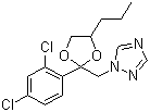结构式 CAS# 60207-90-1, 丙环唑; 敌力脱; 丙唑灵; 1-[2-(2,4-二氯苯基)-4-丙基-1,3-二氧戊环-2-基甲基]-1H-1,2,4-三唑