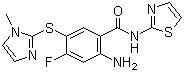 2-氨基-4-氟-5-[(1-甲基-1H-咪唑-2-基)硫基]-N-噻唑-2-基苯甲酰胺分子结构 (CAS 603107-76-2)