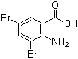 结构式 CAS# 609-85-8, 2-氨基-3,5-二溴苯甲酸