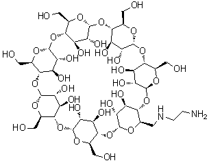 structure of CAS# 60984-63-6, [6-(2-Aminoethylamino)-6-deoxy]-beta-cyclodextrin;Mono-6-(2-aminoethylamino)-6-deoxy-beta-cyclodextrin; Mono-6-deoxy-6-ethylenediamine-beta-cyclodextrin; Mono-6-deoxy-6-ethylenediamino-beta-cyclodextrin; Mono-6-deoxy-ethylenediamine-beta-cyclodextrin; Mono[6-N-(2-aminoethylamino-6-deoxy)]-beta-cyclodextrin; Mono[6-deoxy-6-[N-(2-aminoethyl)]amino]-beta-cyclodextrin
