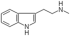 结构式 CAS# 61-49-4, N(omega)-甲基色胺; 3-(2-甲基氨基乙基)吲哚