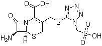 (6R-trans)-7-Amino-8-oxo-3-(((1-(sulphomethyl)-1H-tetrazol-5-yl)thio)methyl)-5-thia-1-azabicyclo[4.2.0]oct-2-ene-2-carboxylic acid molecular structure (CAS 61270-71-1)
