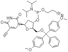 5'-O-[Bis(4-methoxyphenyl)phenylmethyl]-2'-deoxy-5-ethynyl-uridine 3'-[2-cyanoethyl bis(1-methylethyl)phosphoramidite] molecular structure (CAS 615288-66-9)