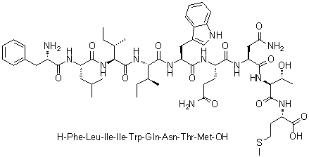 L-Phenylalanyl-L-leucyl-L-isoleucyl-L-isoleucyl-L-tryptophyl-L-glutaminyl-L-asparaginyl-L-threonyl-L-methionine molecular structure (CAS 616209-08-6)