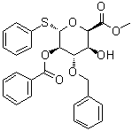 Phenyl 3-O-(phenylmethyl)-1-thio-alpha-L-idopyranosiduronic acid methyl ester 2-benzoate molecular structure (CAS 616876-73-4)