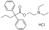 structure of CAS# 62-68-0, Proadifen hydrochloride;RP 5171; SKF 525; SKF 525A; U 5446; beta-Diethylaminoethyl diphenylpropylacetate hydrochloride