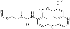 N-[4-[(6,7-Dimethoxy-4-quinolinyl)oxy]-2-methoxyphenyl]-N'-[1-(2-thiazolyl)ethyl]urea molecular structure (CAS 623142-96-1)