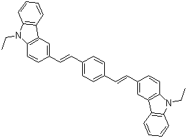 structure of CAS# 62608-15-5, 3,3'-(1,4-Phenylenedi-2,1-ethenediyl)bis(9-ethyl-9H-carbazole)
