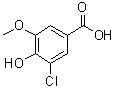 结构式 CAS# 62936-23-6, 3-氯-4-羟基-5-甲氧基苯甲酸