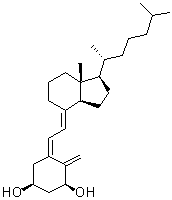 structure of CAS# 63181-13-5, 1beta-Hydroxy vitamin D3;(1beta,3beta,5Z,7E)-9,10-Secocholesta-5,7,10(19)-triene-1,3-diol